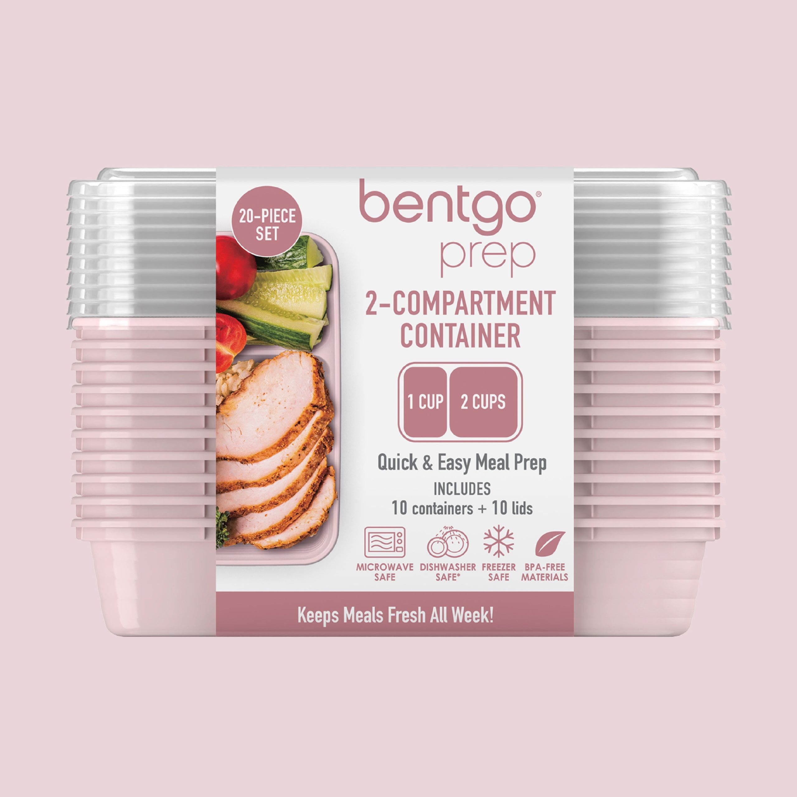 Bentgo Prep 2-Compartment Meal Prep Containers (20-Piece) - Image 8